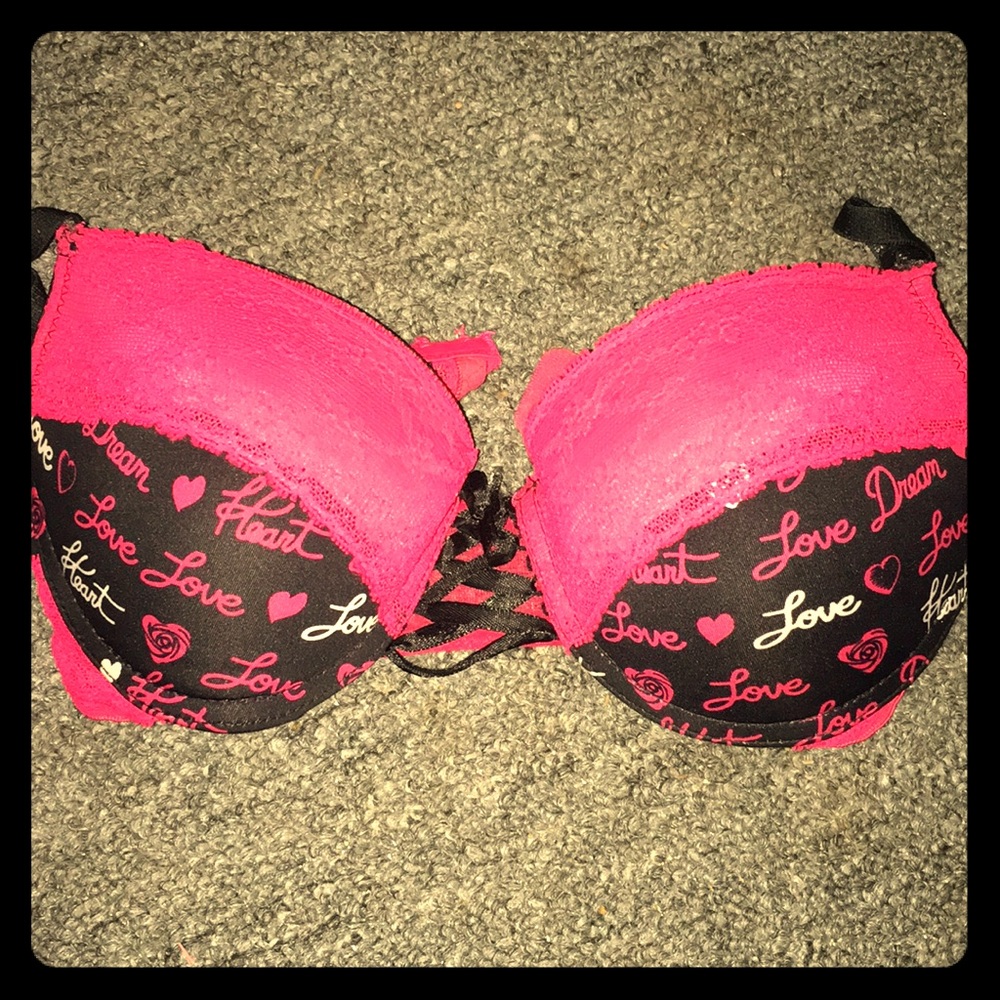 Pink & Black Lace Bra